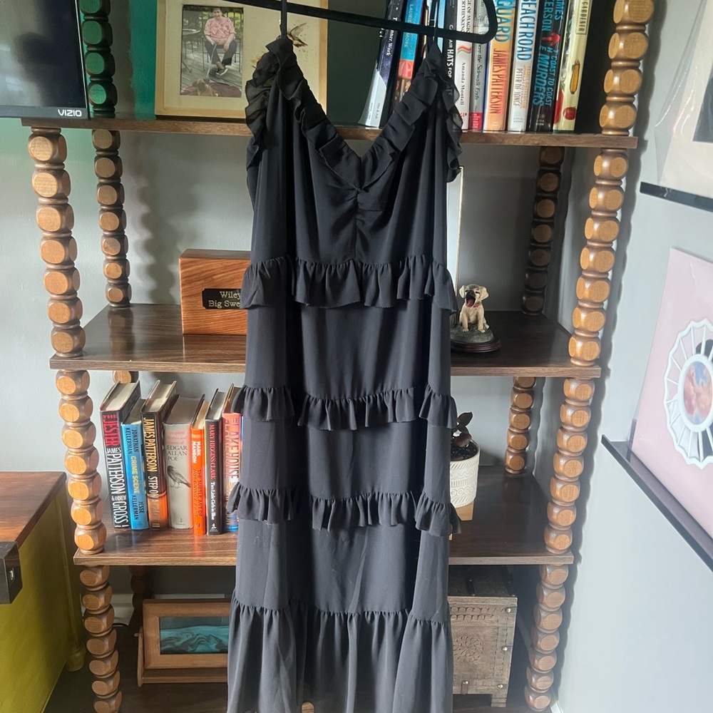 Michael Kors Tiered Black Ruffle Dress